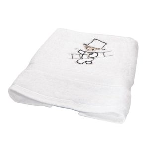 Shower towel, towel white, with Schorni embroidery, Schornifix online store