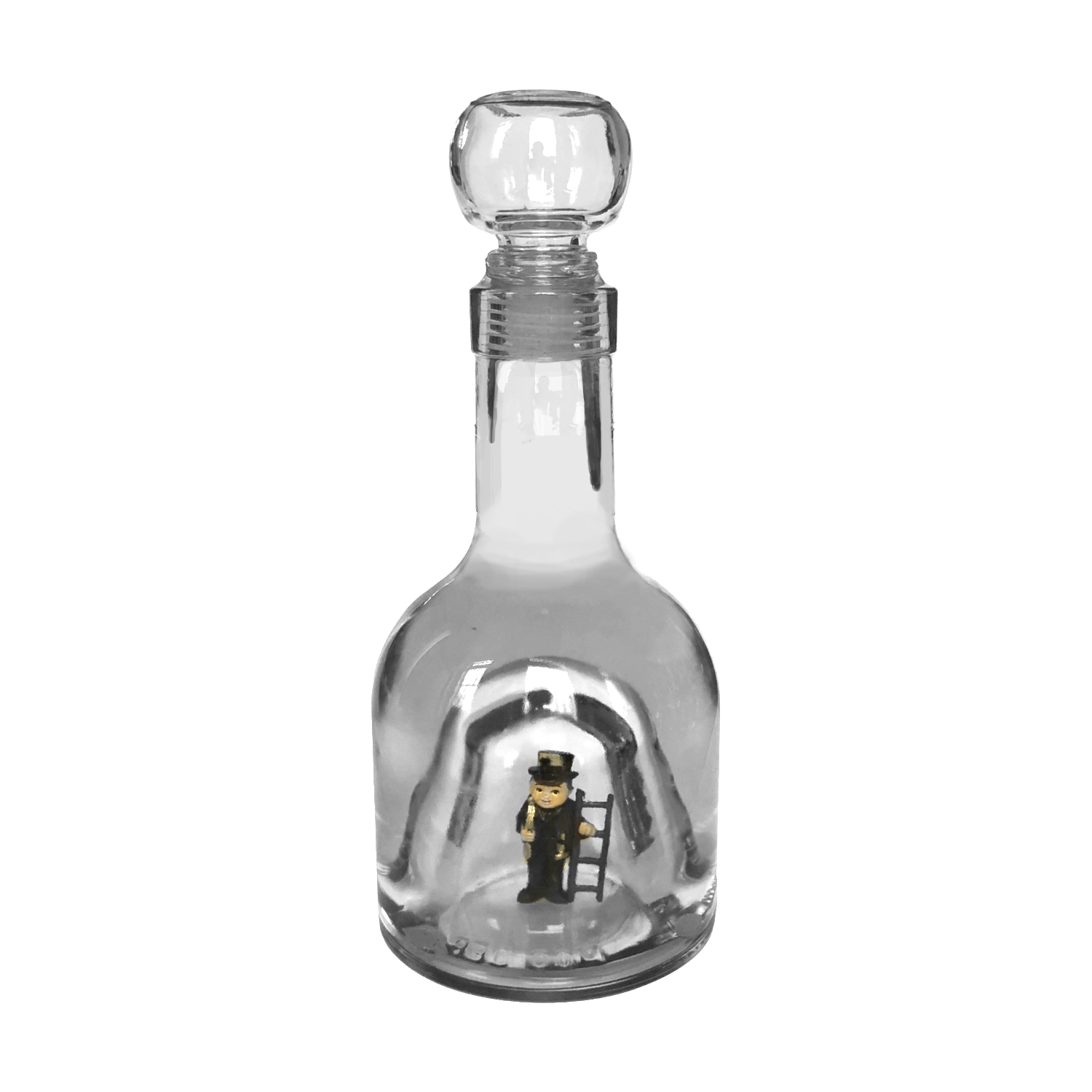 Glasflasche mit Schornsteinfeger ohne Füllung